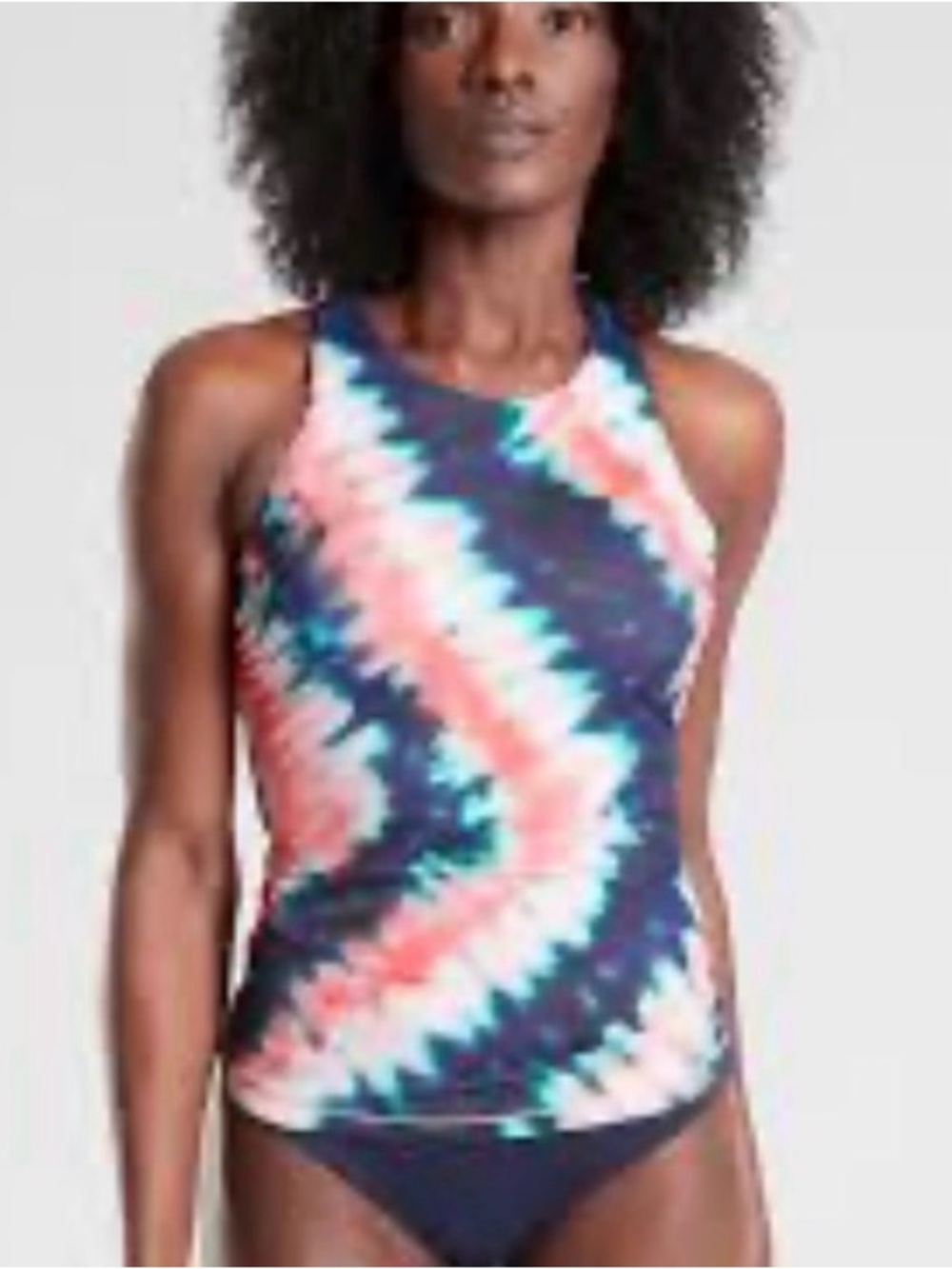 Athleta Maldives Tankini Coral, Navy & Aqua Tie-Dye Swim Tank
